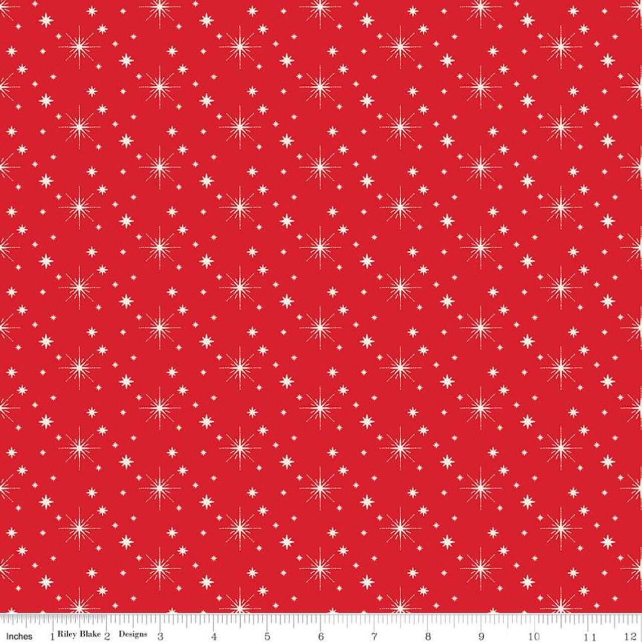 Fabric Riley Blake Red Stars Glisten by the Quarter Yard C16227-RED